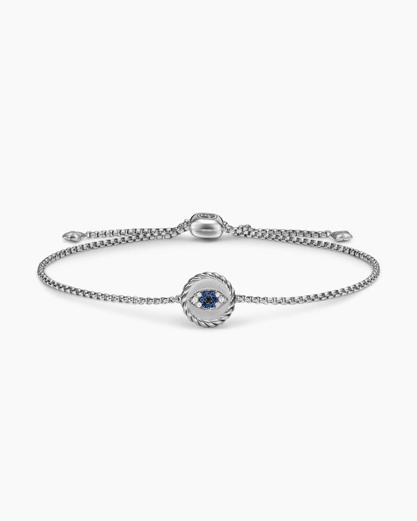 Cable Collectibles® Evil Eye Bracelet in Sterling Silver with Pavé Blue Sapphires and Diamonds, 11mm