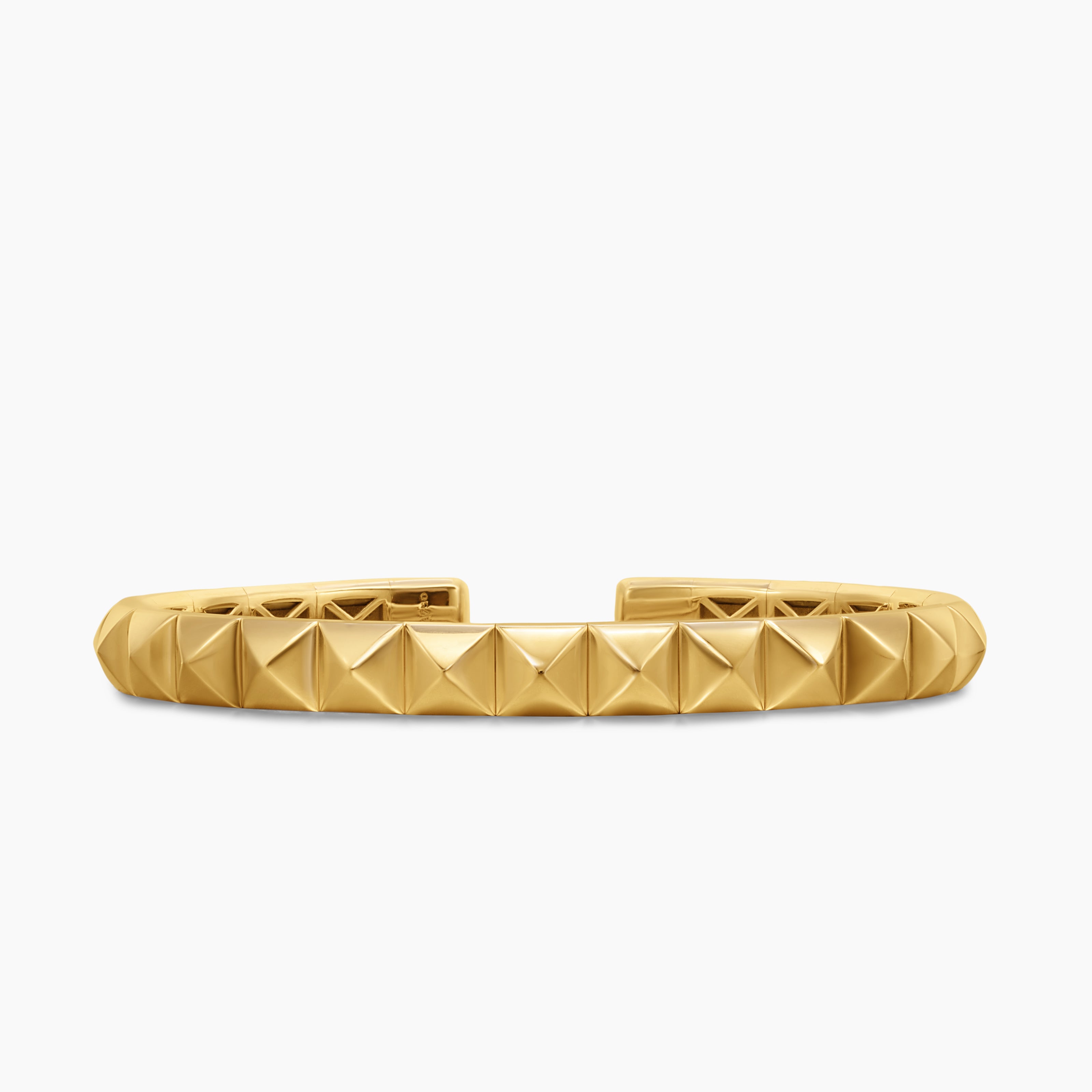 Womens Pyramid Bangle Bracelet in 18K Yellow Gold, 6.5mm