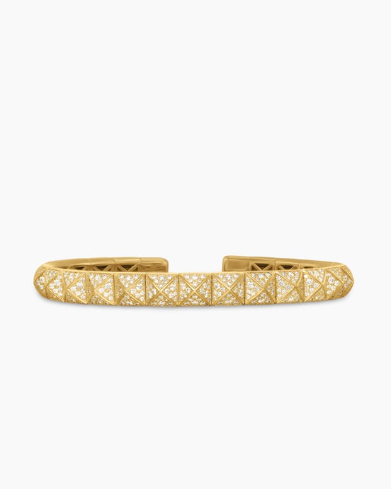Pyramid Bangle Bracelet in 18K Yellow Gold with Diamonds, 6.5mm