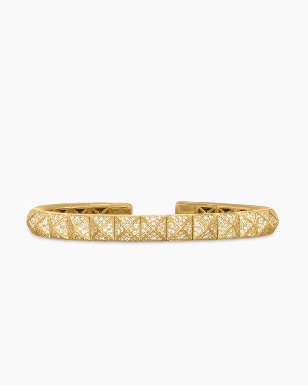 Pyramid Bangle Bracelet in 18K Yellow Gold with Diamonds, 6.5mm