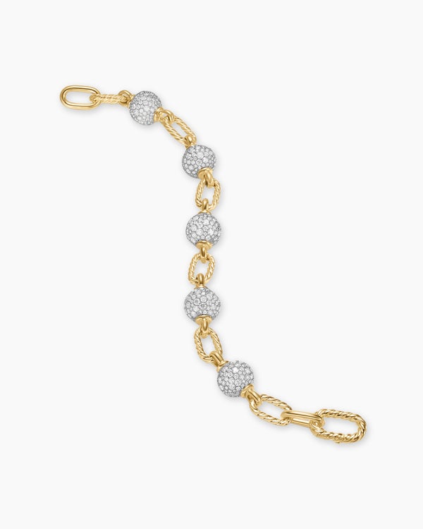 DY Madison Pavé Bead Chain Bracelet in 18K Yellow Gold, 8.5mm