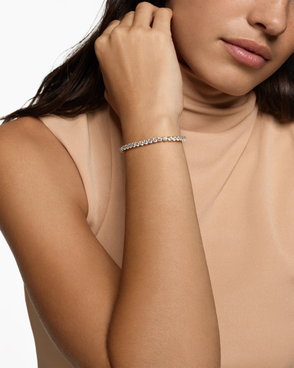 Womens Tennis Bracelet in 18K Yellow Gold with Diamonds, 3.8mm