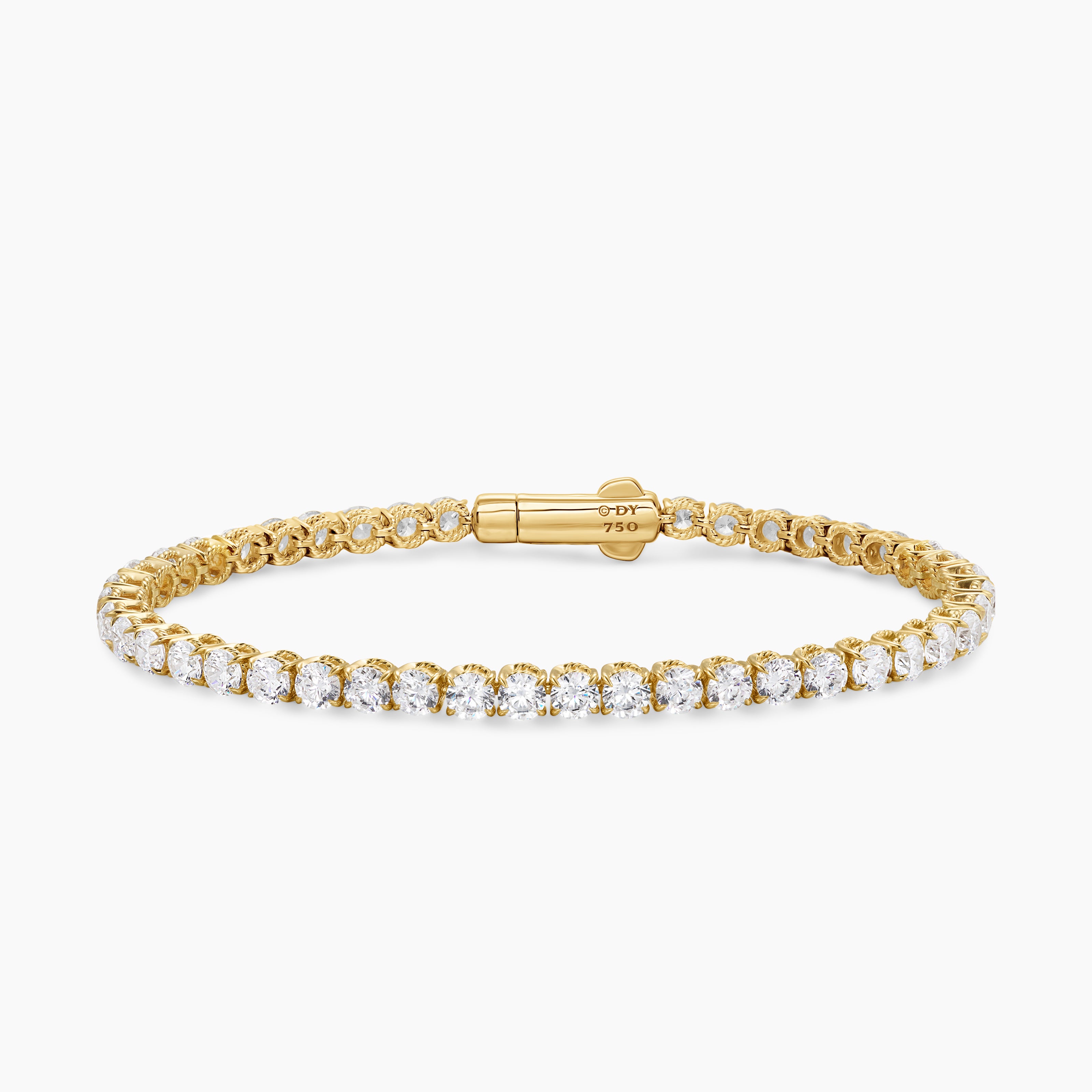 Womens Tennis Bracelet in 18K Yellow Gold with Diamonds, 3.8mm