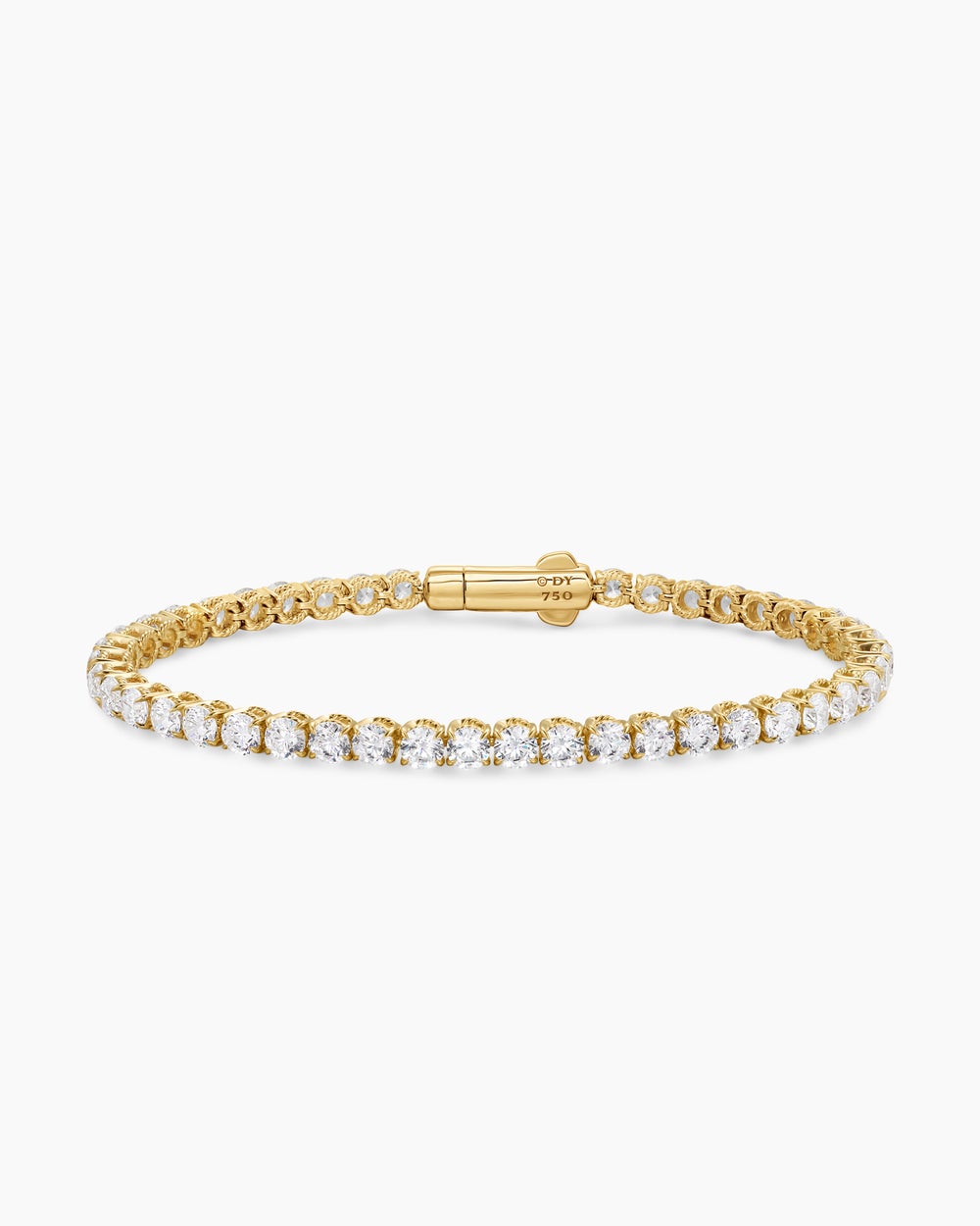 Womens Tennis Bracelet in 18K Yellow Gold with Diamonds, 3.8mm