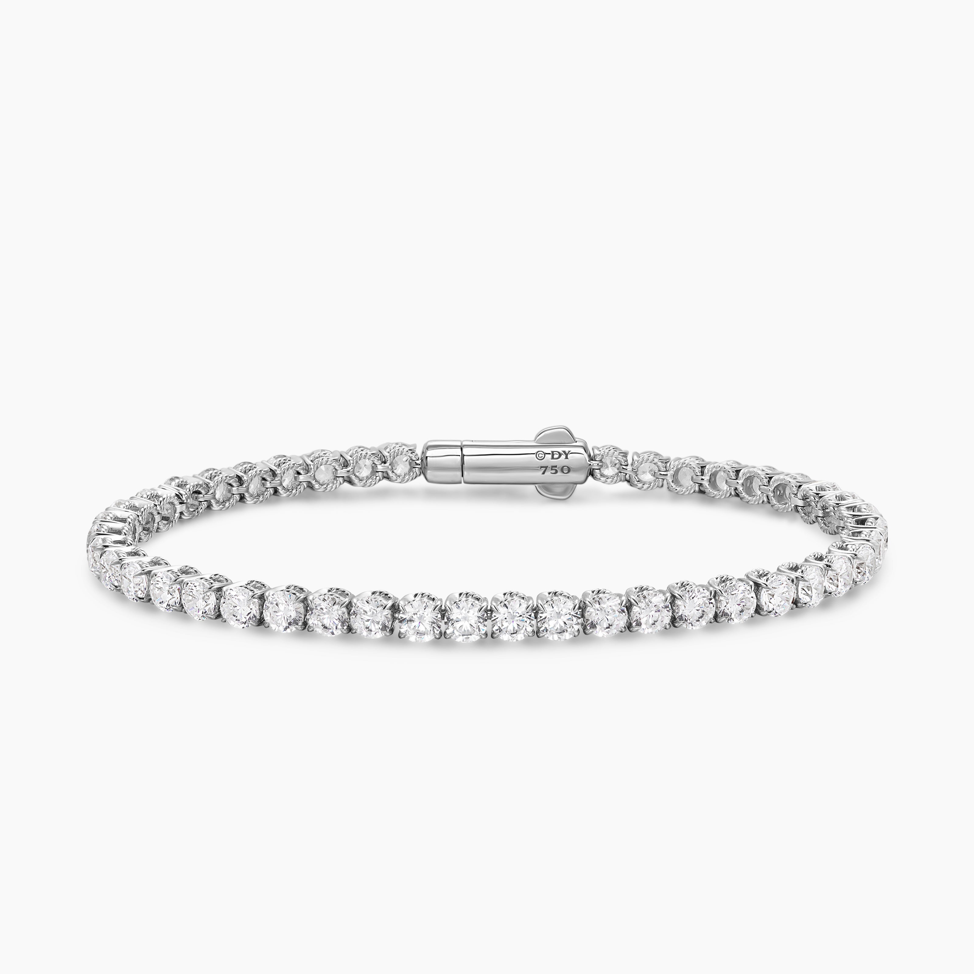 Womens Tennis Bracelet in 18K White Gold with Diamonds, 3.8mm