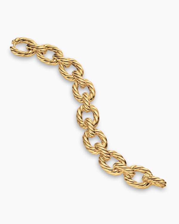 Sculpted Cable Oval Link Bracelet in 18K Yellow Gold, 18mm
