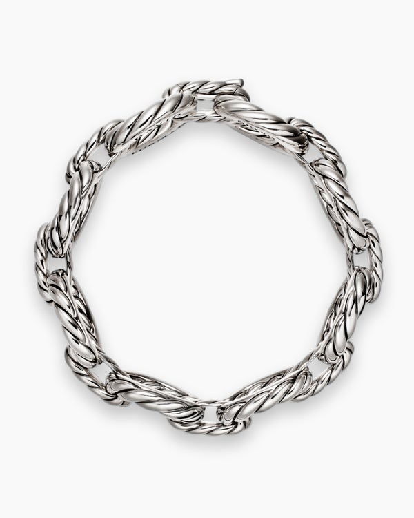 Bracelet Oval Link Sculpted Cable en argent sterling, 18 mm