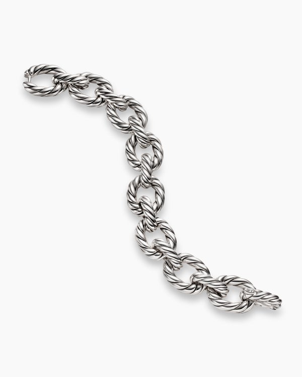 Bracelet Oval Link Sculpted Cable en argent sterling, 18 mm