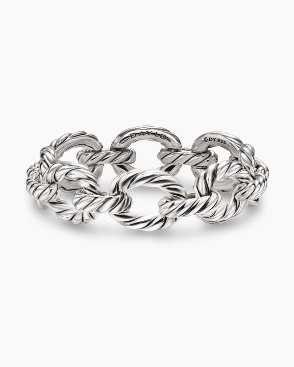 Bracelet Oval Link Sculpted Cable en argent sterling, 18 mm