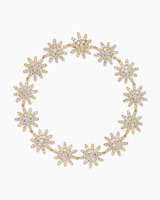 Starburst Pavé Tennis Bracelet in 18K Yellow Gold with Diamonds, 12.3mm