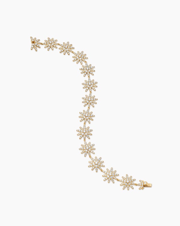 Starburst Pavé Tennis Bracelet in 18K Yellow Gold with Diamonds, 12.3mm