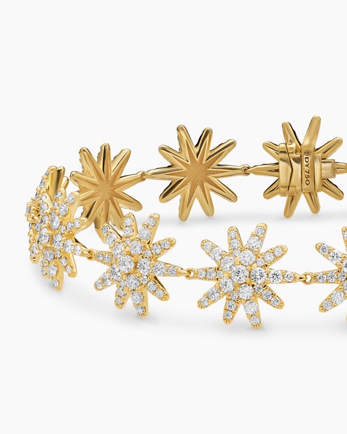 Womens Starburst Pavé Tennis Bracelet in 18K Yellow Gold with Diamonds, 12.3mm