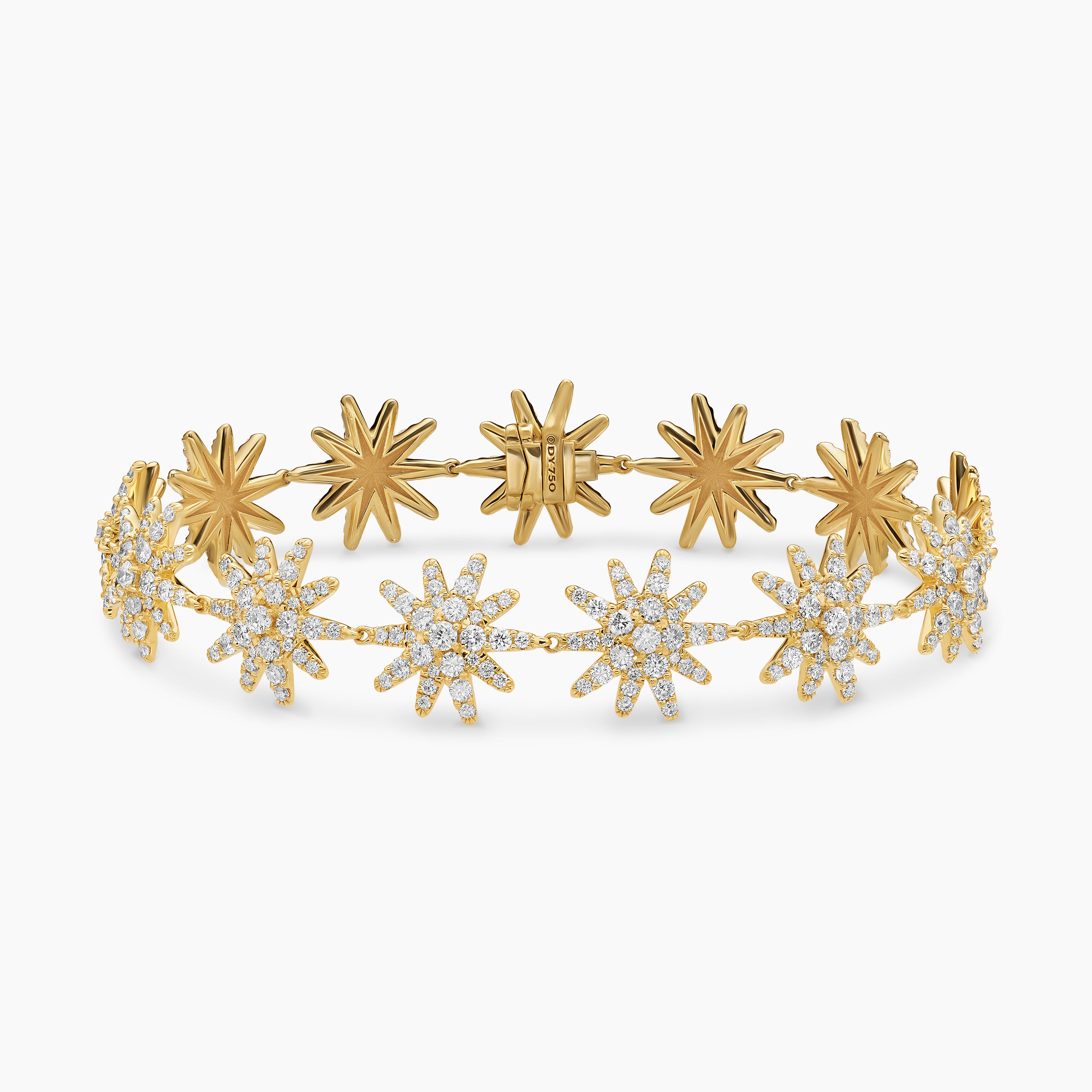 Womens Starburst Pav&eacute; Tennis Bracelet in 18K Yellow Gold with Diamonds, 12.3mm