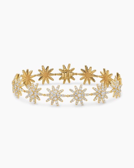 Starburst Pavé Tennis Bracelet in 18K Yellow Gold with Diamonds, 12.3mm