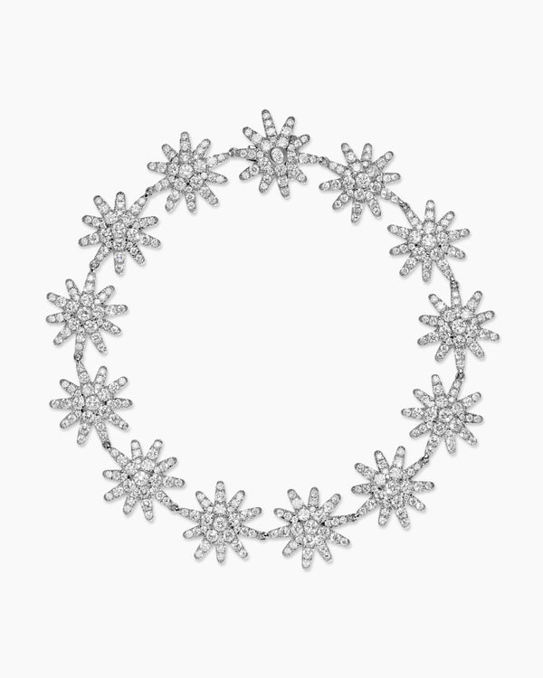 Starburst Pavé Tennis Bracelet in 18K White Gold with Diamonds, 12.3mm