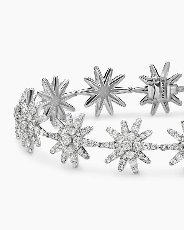 Starburst Pavé Tennis Bracelet in 18K White Gold with Diamonds, 12.3mm