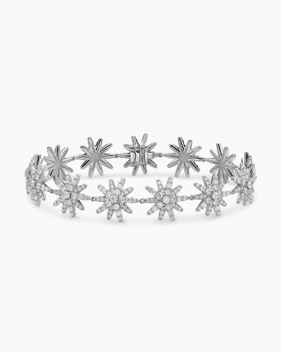 Hex Pavé Tennis Bracelet in Sterling Silver with Diamonds, 8mm