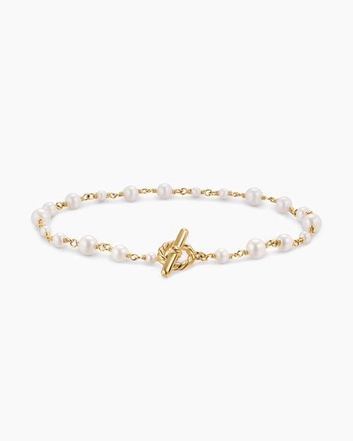 Womens Pearl Classics Toggle Chain Bracelet in 18K Yellow Gold, 4.5mm