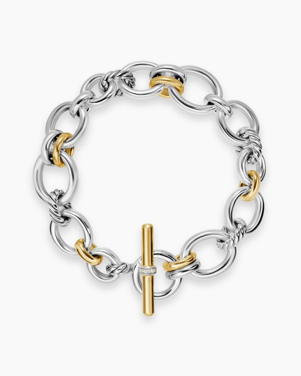 DY Mercer® Chain Bracelet in Sterling Silver with 18K Yellow Gold and Diamonds, 8mm