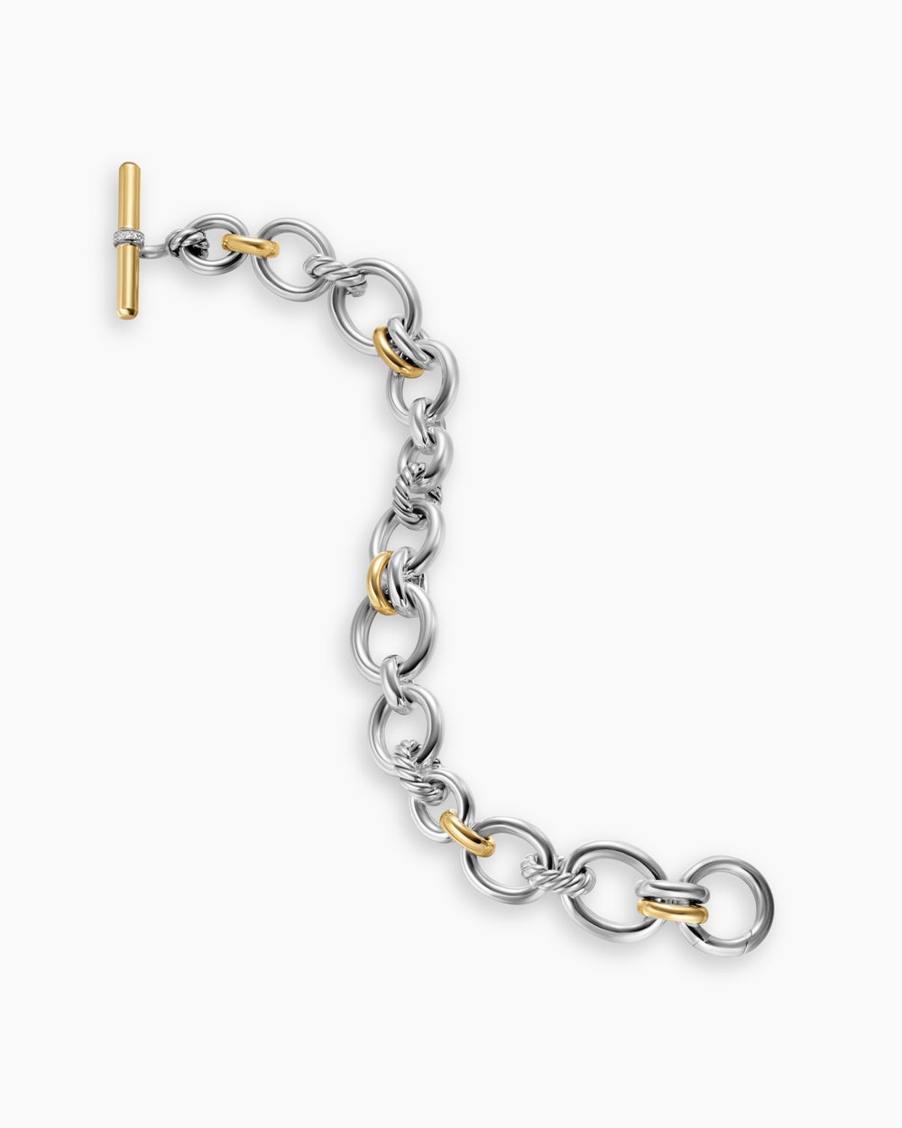 Bracelet chaîne en argent sterling DY Mercer avec or jaune 18 carats et diamants, 8 mm femmes
