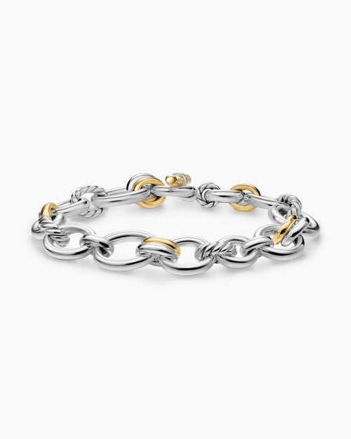 Womens DY Mercer Chain Bracelet in Sterling Silver with 18K Yellow Gold and Diamonds, 8mm
