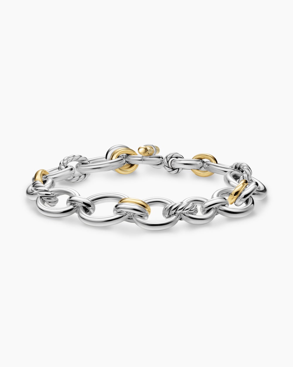 Bracelet chaîne en argent sterling DY Mercer avec or jaune 18 carats et diamants, 8 mm femmes