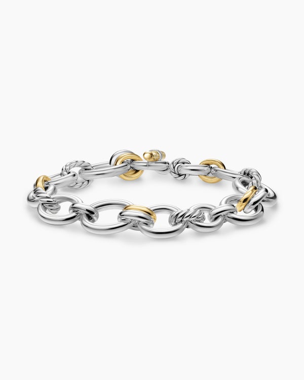 DY Mercer® Chain Bracelet in Sterling Silver with 18K Yellow Gold and Diamonds, 8mm