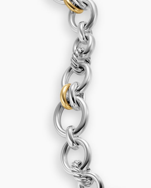 Womens DY Mercer Chain Bracelet in Sterling Silver with 18K Yellow Gold and Diamonds, 8mm
