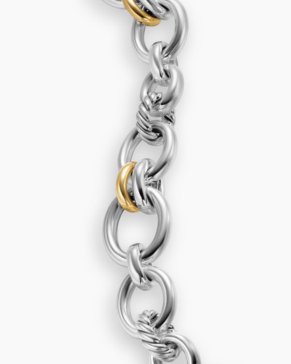 DY Mercer® Chain Bracelet in Sterling Silver with 18K Yellow Gold and Diamonds, 8mm