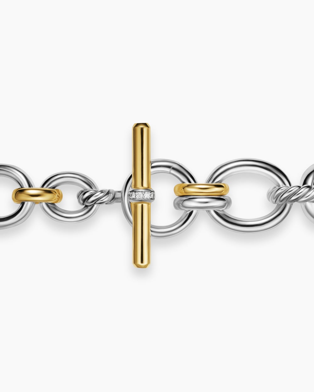 Bracelet chaîne en argent sterling DY Mercer avec or jaune 18 carats et diamants, 8 mm femmes