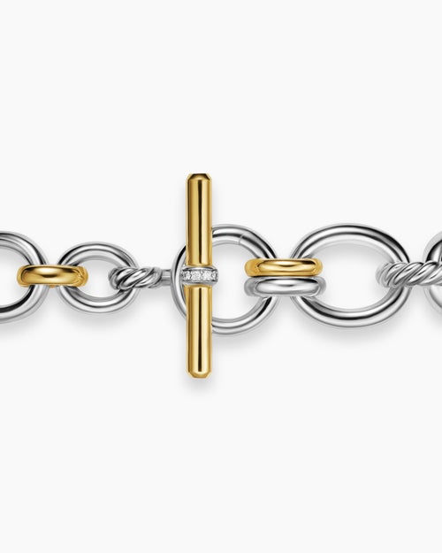 Womens DY Mercer® Chain Bracelet in Sterling Silver with 18K Yellow Gold and Diamonds, 8mm