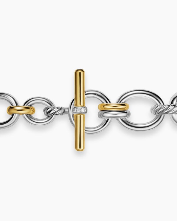 DY Mercer® Chain Bracelet in Sterling Silver with 18K Yellow Gold and Diamonds, 8mm