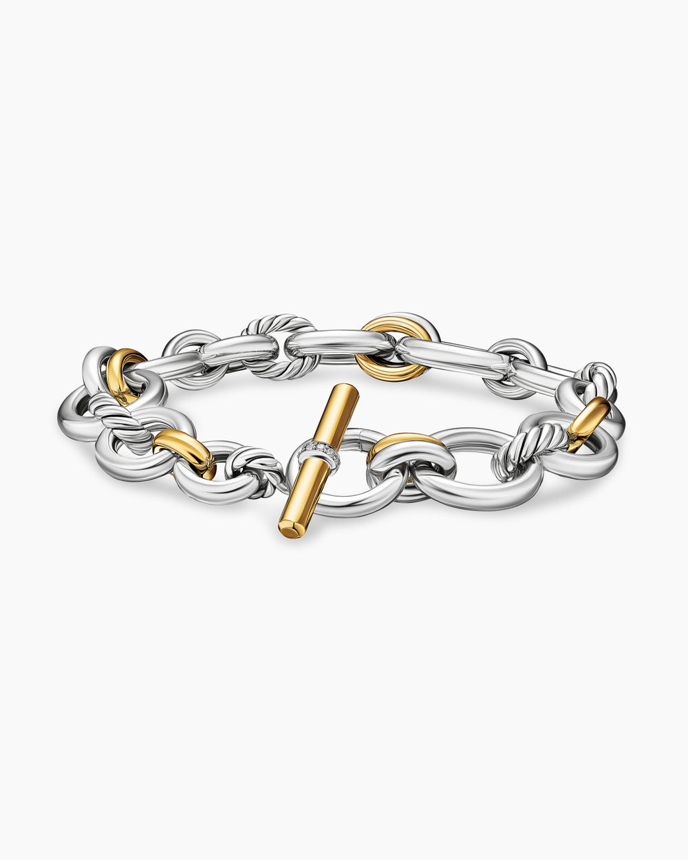 Bracelet chaîne en argent sterling DY Mercer avec or jaune 18 carats et diamants, 8 mm femmes