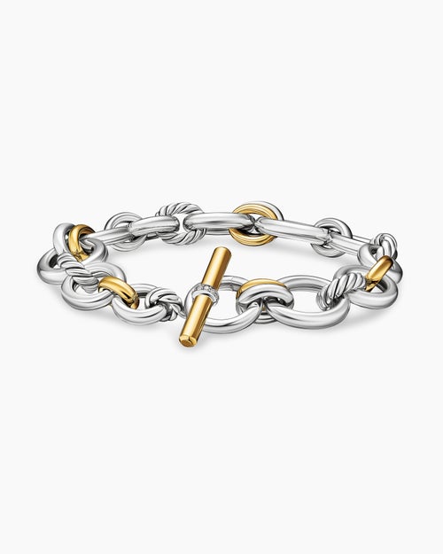 Womens DY Mercer® Chain Bracelet in Sterling Silver with 18ct Yellow Gold and Diamonds, 8mm