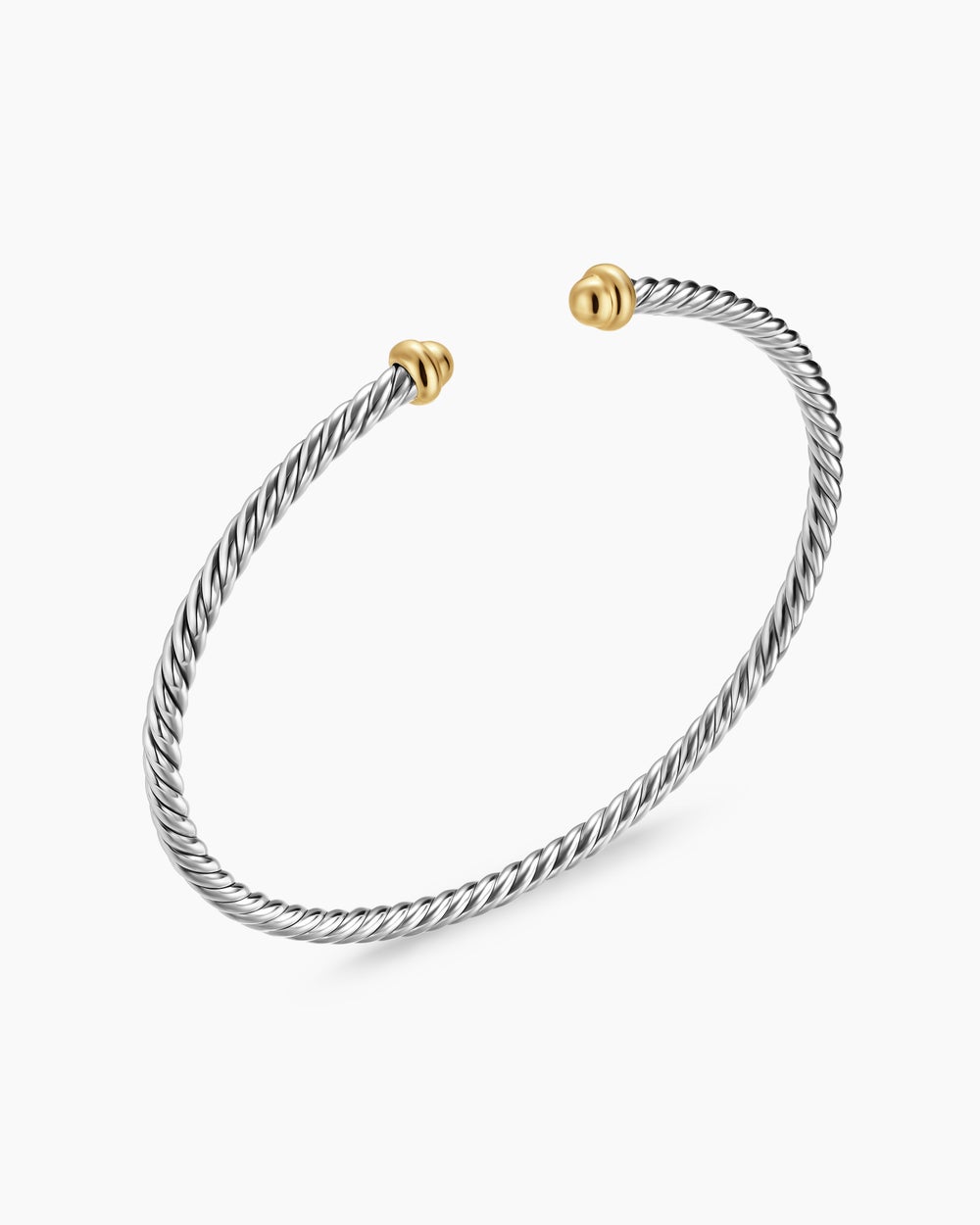 Womens Micro Cable Flex® Bracelet in Sterling Silver with 14K Yellow Gold, 2.6mm