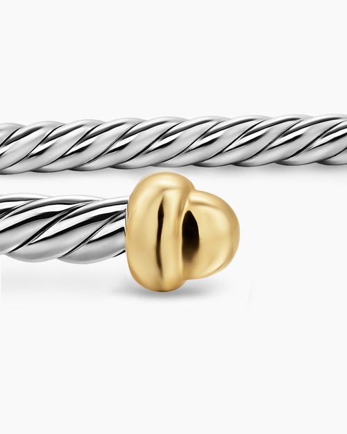 Womens Micro Cable Flex® Bracelet in Sterling Silver with 14K Yellow Gold, 2.6mm
