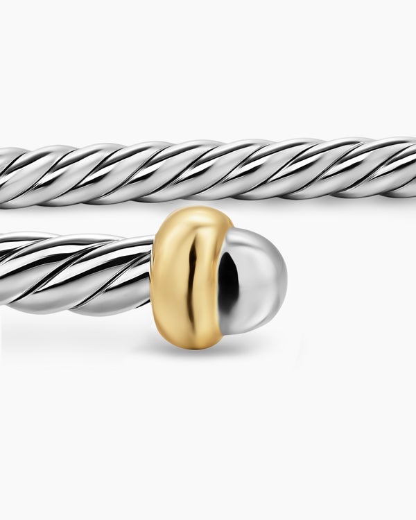 Micro Cable Flex® Bracelet in Sterling Silver with 14K Yellow Gold, 2.6mm