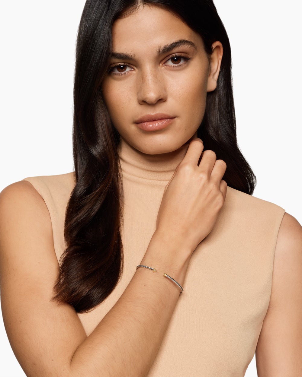 Womens Micro Cable Flex® Bracelet in Sterling Silver with 14K Yellow Gold, 2.6mm