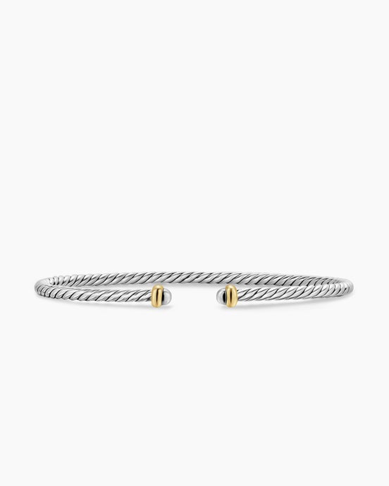 Micro Cable Flex® Bracelet in Sterling Silver with 14K Yellow Gold, 2.6mm