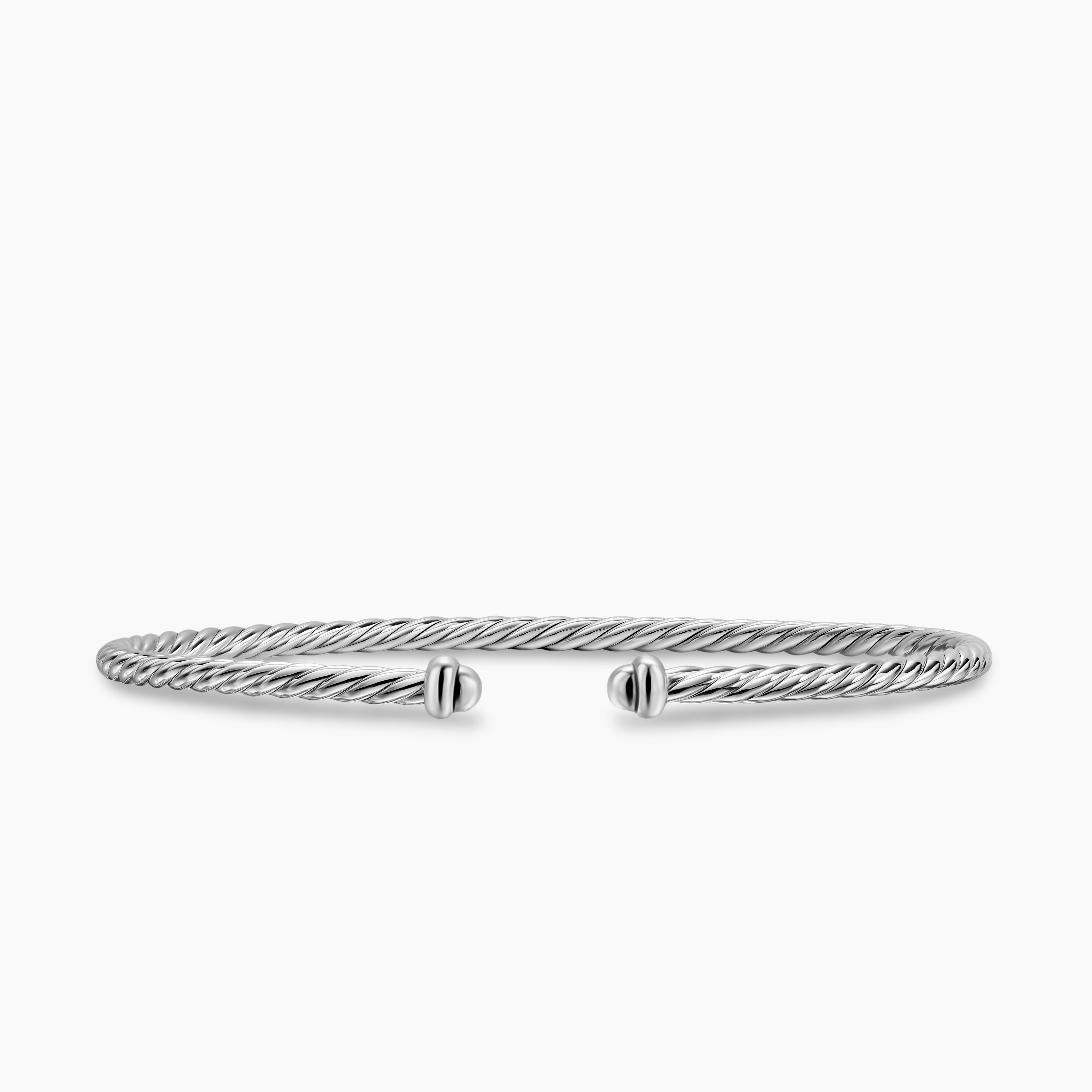 Womens Micro Cable Flex Bracelet in Sterling Silver, 2.6mm