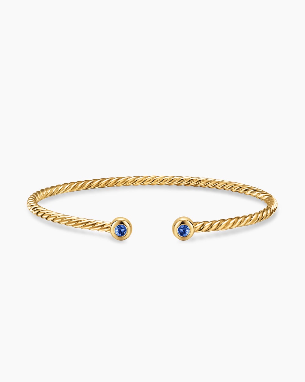 Womens Micro Cablespira® Flex Round Bracelet in 18ct Yellow Gold with Blue Sapphires, 2.6mm