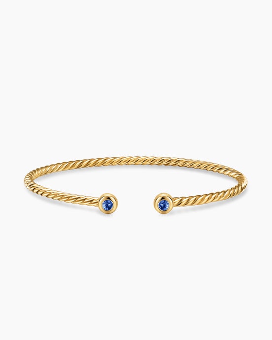 Micro Cablespira® Flex Round Bracelet in 18K Yellow Gold with Blue Sapphires, 2.6mm
