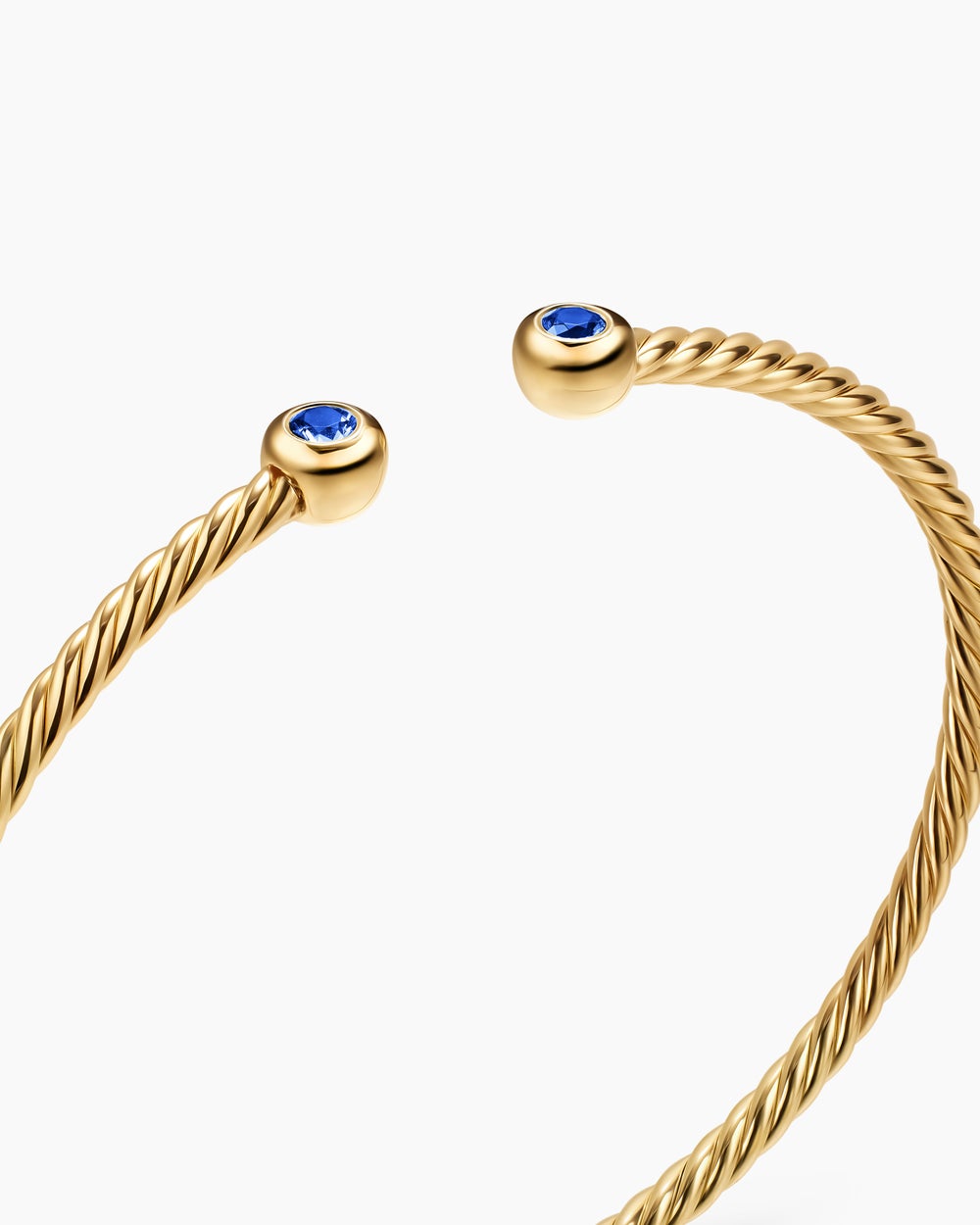 Womens Micro Cablespira® Flex Round Bracelet in 18ct Yellow Gold with Blue Sapphires, 2.6mm