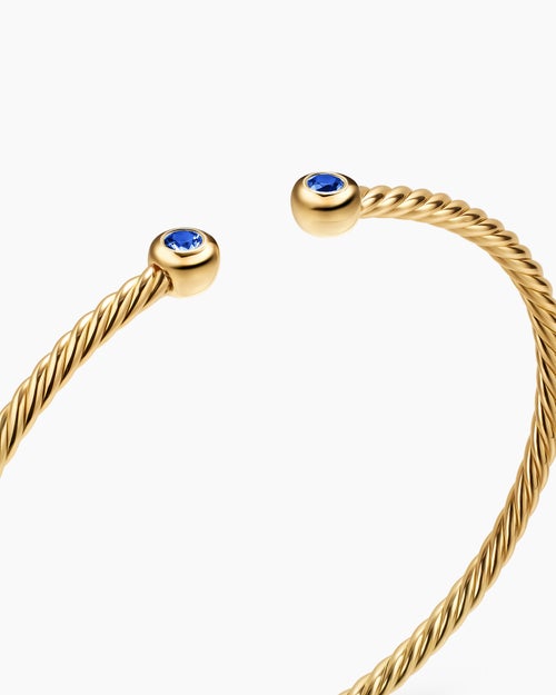 Bracelet rond Micro Cablespira® Flex en or jaune 18 carats avec saphirs bleus, 2,6 mm femmes