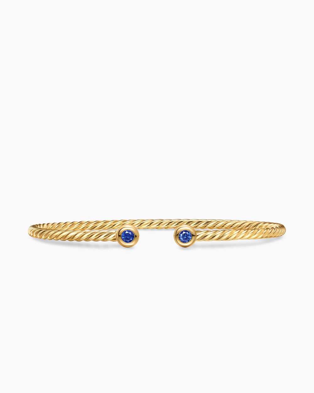 Womens Micro Cablespira® Flex Round Bracelet in 18ct Yellow Gold with Blue Sapphires, 2.6mm