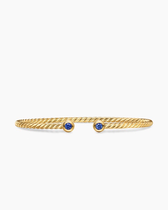 Micro Cablespira® Flex Round Bracelet in 18K Yellow Gold with Blue Sapphires, 2.6mm