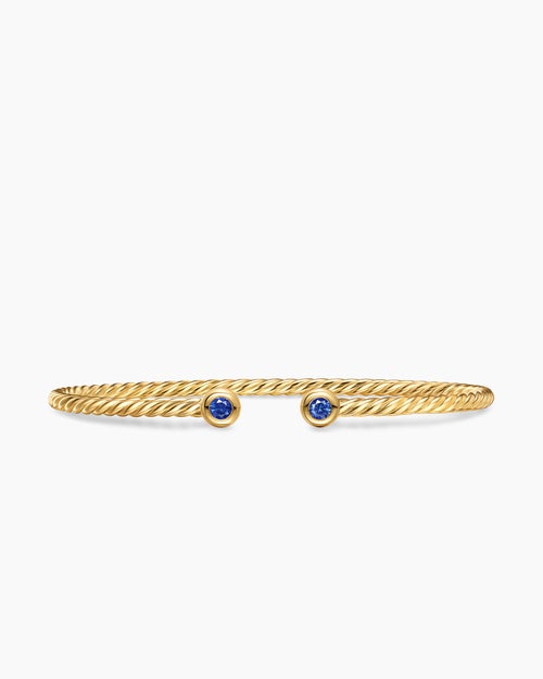 Bracelet rond Micro Cablespira® Flex en or jaune 18 carats avec saphirs bleus, 2,6 mm femmes
