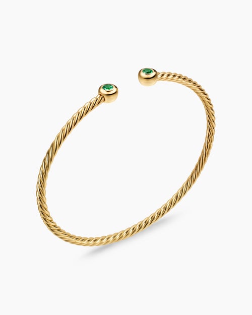 Womens Micro Cablespira Flex Round Bracelet in 18K Yellow Gold, 2.6mm