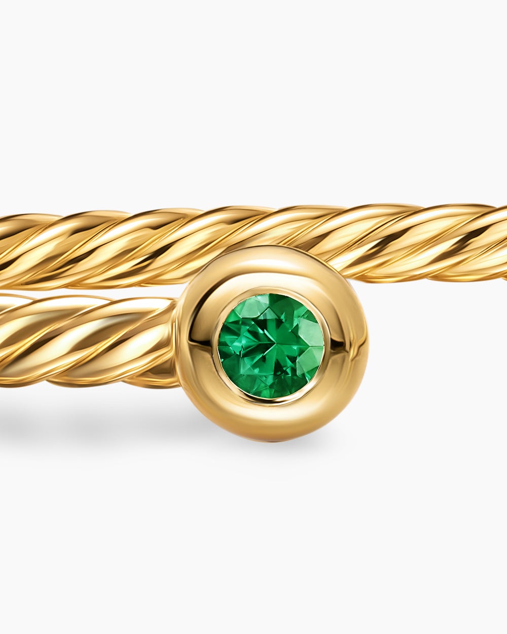 Womens Micro Cablespira® Flex Round Bracelet in 18ct Yellow Gold with Emeralds, 2.6mm