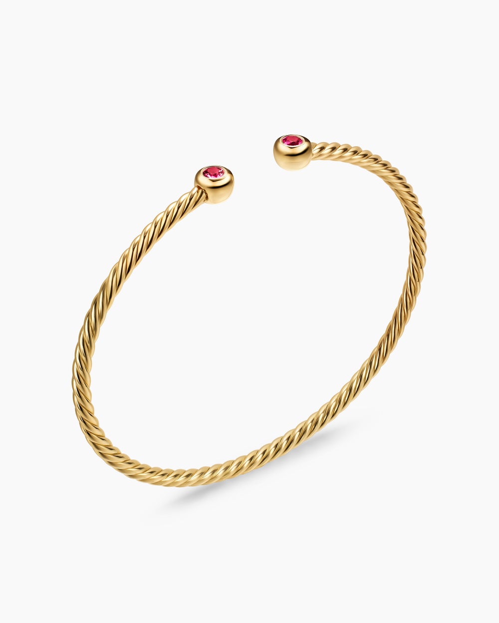 Womens Micro Cablespira® Flex Round Bracelet in 18ct Yellow Gold with Rubies, 2.6mm